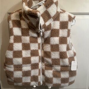 Altar'd State Brown and White Checkered Vest